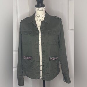 a new day Army Green Utility Jacket with Embellished Pockets